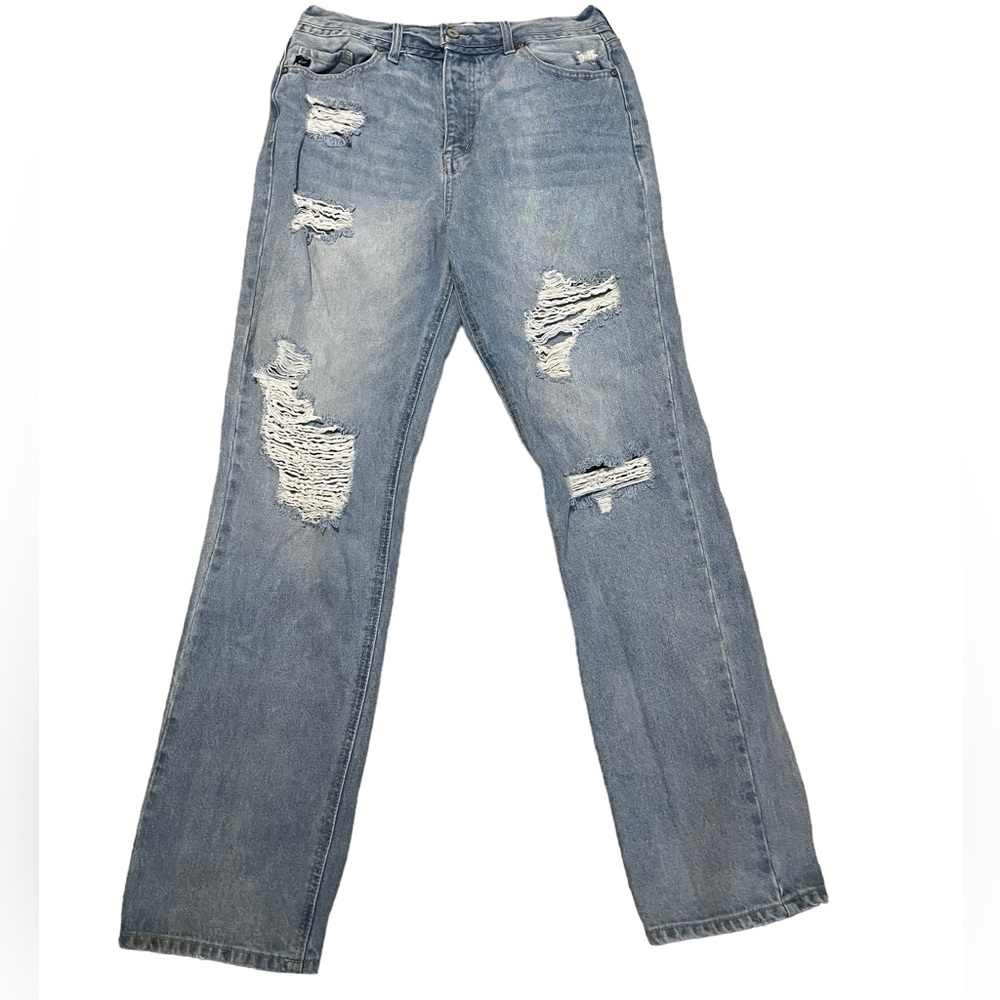 kancan estilo hidden button down‎ high rise distressed jeans 9/28